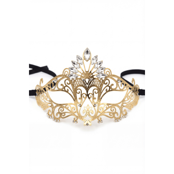 Masque Vénitien Gemma Rigide Doré avec Strass par Be lily