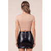 Jupe courte noire wetlook Alessia, simili cuir et zip, Be Lily