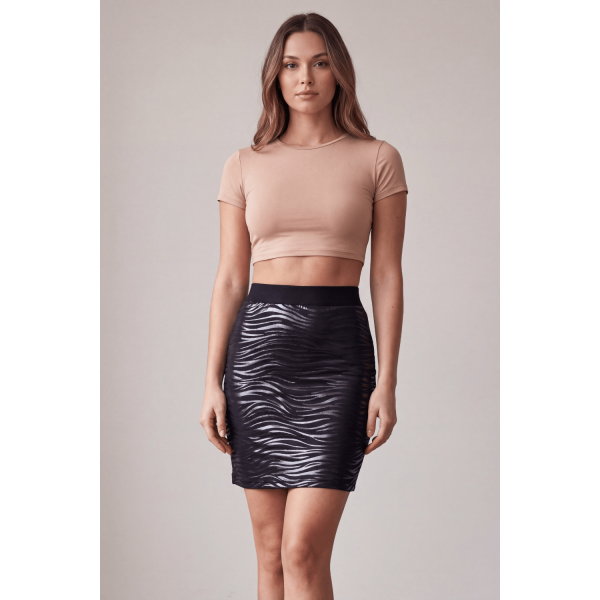 Jupe longue noire imprimé zébré brillant Emma – Be Lily