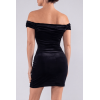 Robe velours noir Giulia – Épaules dénudées & coupe courte élégante