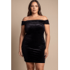 Robe velours noir Giulia – Épaules dénudées & coupe courte élégante