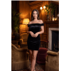 Robe velours noir Giulia – Épaules dénudées & coupe courte élégante