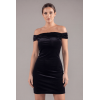 Robe velours noir Giulia – Épaules dénudées & coupe courte élégante
