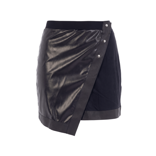 Jupe courte simili cuir noire porte-feuille – Be Lily