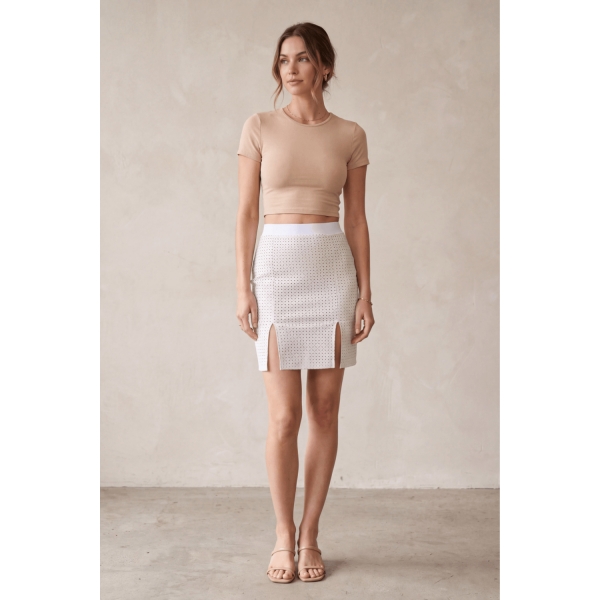 Jupe Longue Blanche Natacha – Simili Cuir Sensuel Be Lily