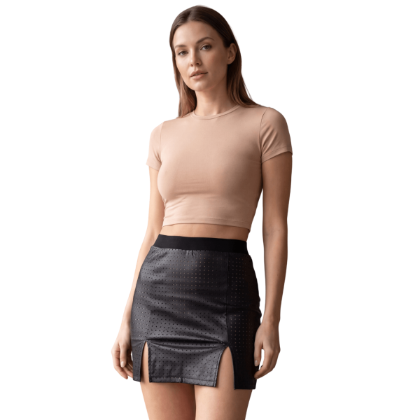 Jupe Courte Noire Stella en Simili Cuir – Collection Be Lily
