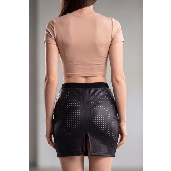 Jupe Courte Noire Stella en Simili Cuir – Collection Be Lily