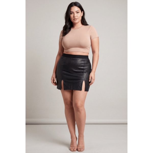 Jupe Courte Noire Stella en Simili Cuir – Collection Be Lily