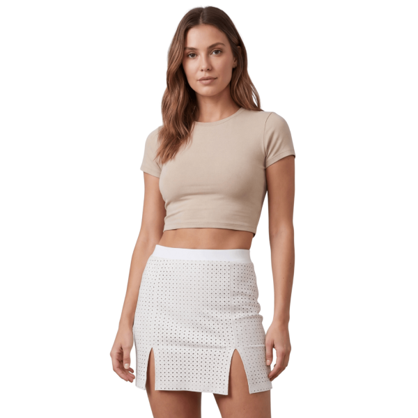 Jupe Courte Blanche Cassandra – Simili Cuir Sensuel Be Lily