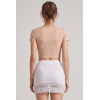 Jupe courte blanche avec jupon en dentelle florale - Camélia