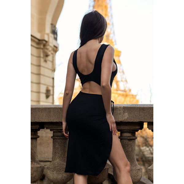 Robe Noire Anastasia à Dos Nu par Be Liliy