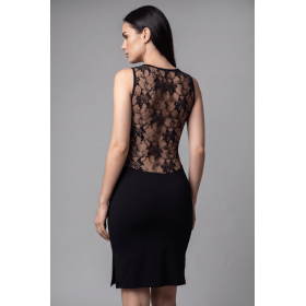 Robe noire Lora sexy courte en dentelle florale – Be Lily