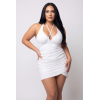 Robe Sexy Blanche Aurora – Décolleté Strass & Dos Nu