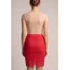 Jupe Longue Rouge Catalina en Dentelle Florale par Be Lily