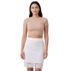 Jupe longue blanche avec jupon en dentelle florale Catalina