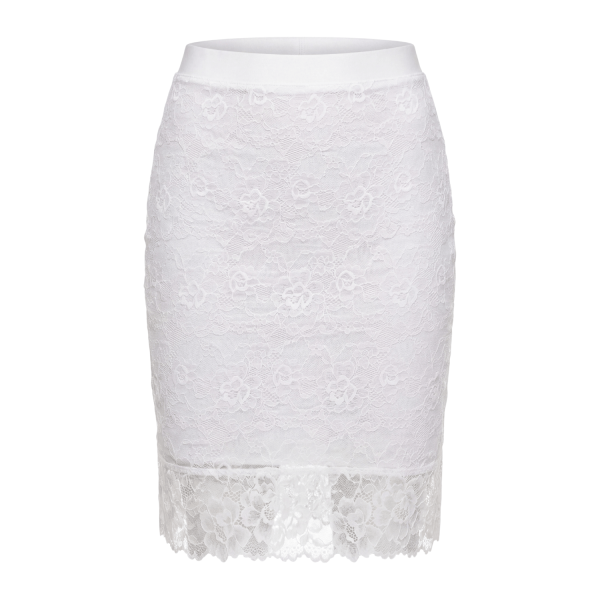 Jupe longue blanche avec jupon en dentelle florale Catalina