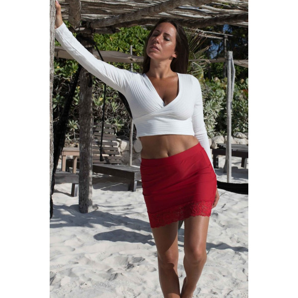 Jupe courte rouge Marina – Be Lily