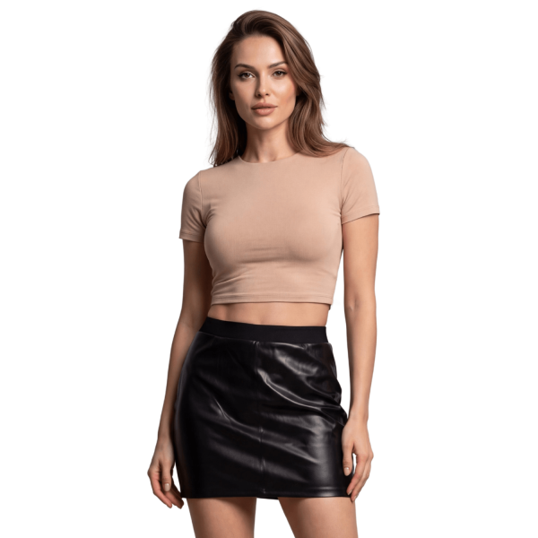 Jupe Courte Simili Cuir Noir Paula – Collection Be Lily