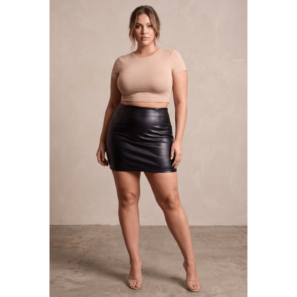 Jupe Courte Simili Cuir Noir Paula – Collection Be Lily