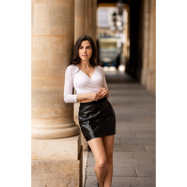 Jupe Courte Simili Cuir Noir Paula – Collection Be Lily