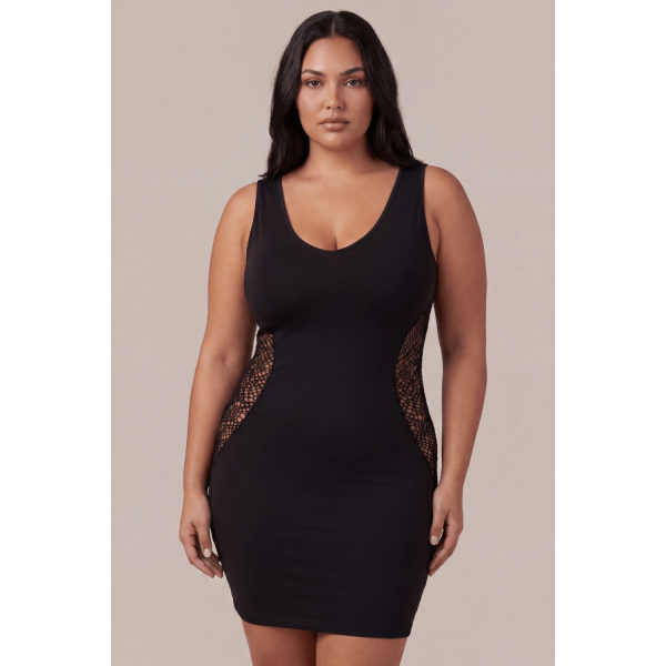 Robe noire Léa – Filet crochet & décolleté sexy – Be Lily by Lookme