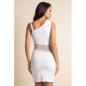Robe Blanche Col Asymétrique « Paola » – Élégance Sensuelle