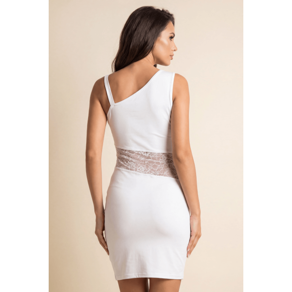 Robe Blanche Col Asymétrique « Paola » – Élégance Sensuelle