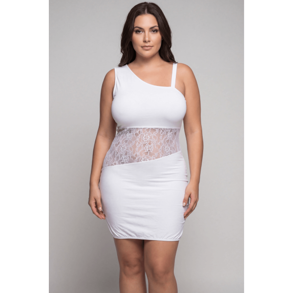Robe Blanche Col Asymétrique « Paola » – Élégance Sensuelle