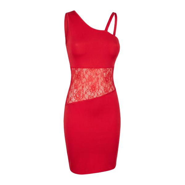 Robe Rouge Col Asymétrique « Paola » – Glamour Passionnel