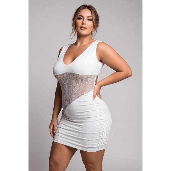 Robe blanche large décolleté dentelle Olivia – Be Lily