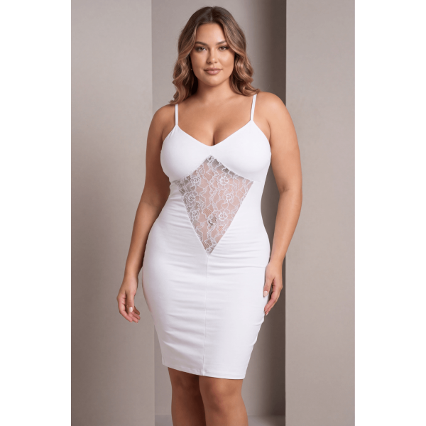 Robe décolletée blanche Emilia avec dentelle florale | Be Lily