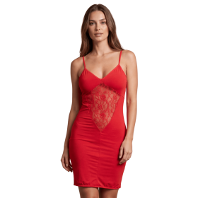 Robe Rouge Emilia Décolleté Dentelle – Be Lily
