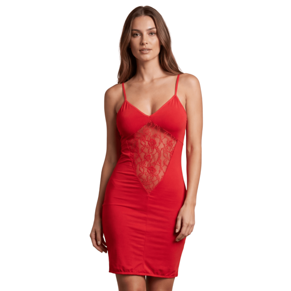 Robe Rouge Emilia Décolleté Dentelle – Be Lily