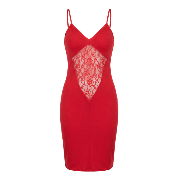 Robe Rouge Emilia Décolleté Dentelle – Be Lily