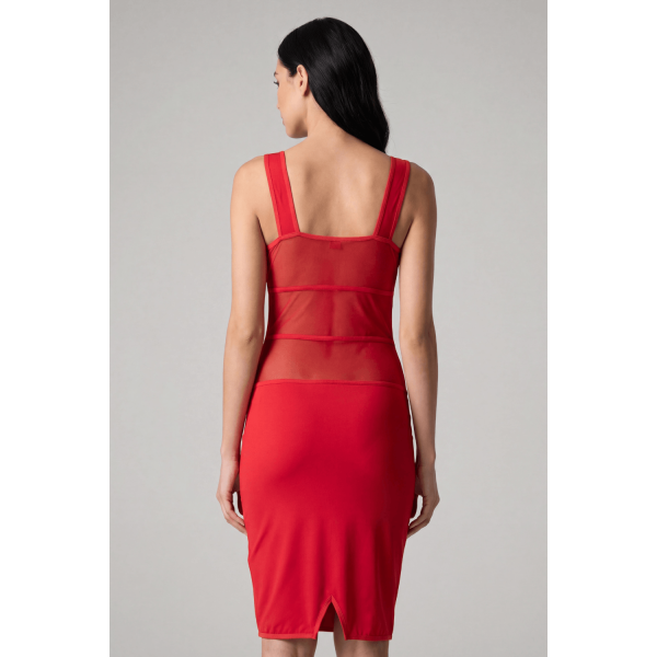 Robe Rouge Sensuelle en Maille Transparente – Be Lily