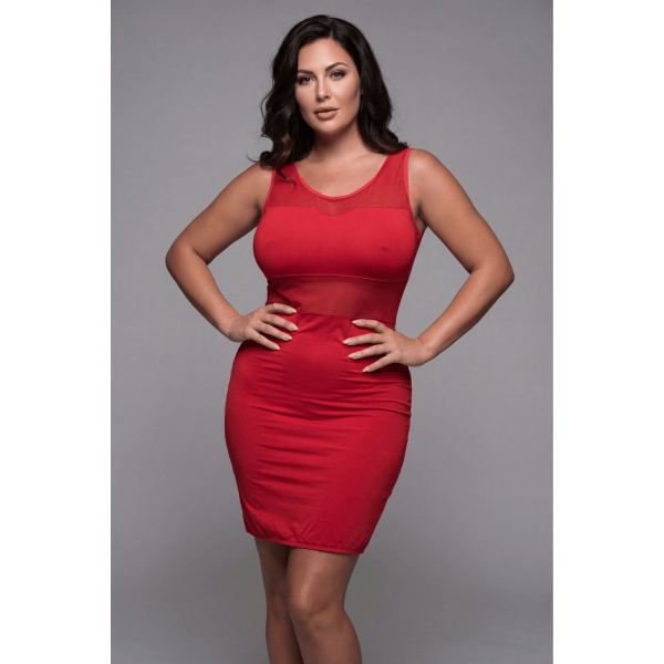 Robe Rouge Sensuelle en Maille Transparente – Be Lily