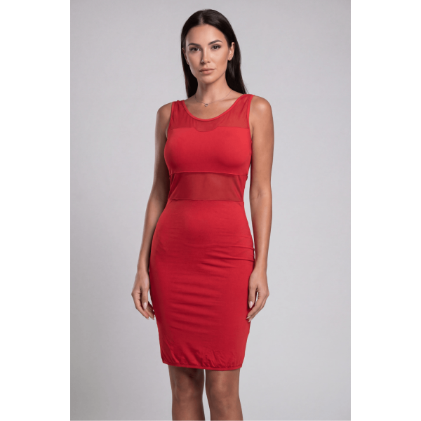 Robe Rouge Sensuelle en Maille Transparente – Be Lily