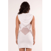Robe Blanche Adriana à Capuche – Résille & Bandeau Sexy