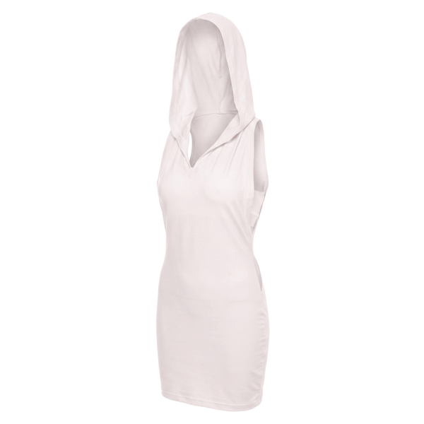Robe Blanche Adriana à Capuche – Résille & Bandeau Sexy