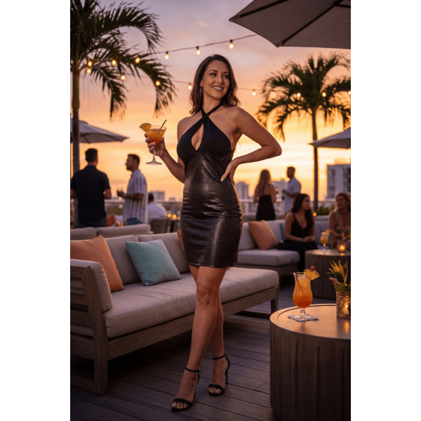 Robe Noire en Simili Cuir Margot - Élégance Sensuelle et Provocante