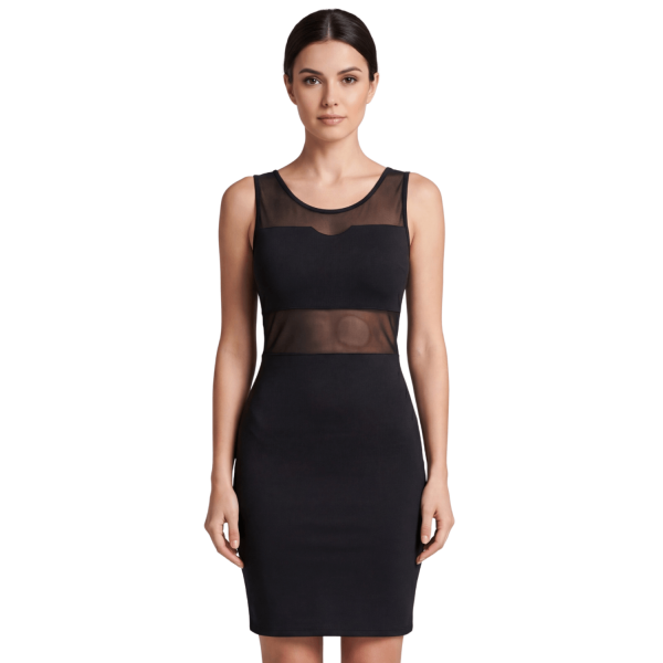 Robe Noire Transparente & Opaque – Glamour Chic