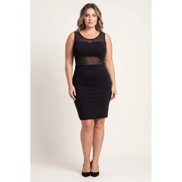 Robe Noire Transparente & Opaque – Glamour Chic