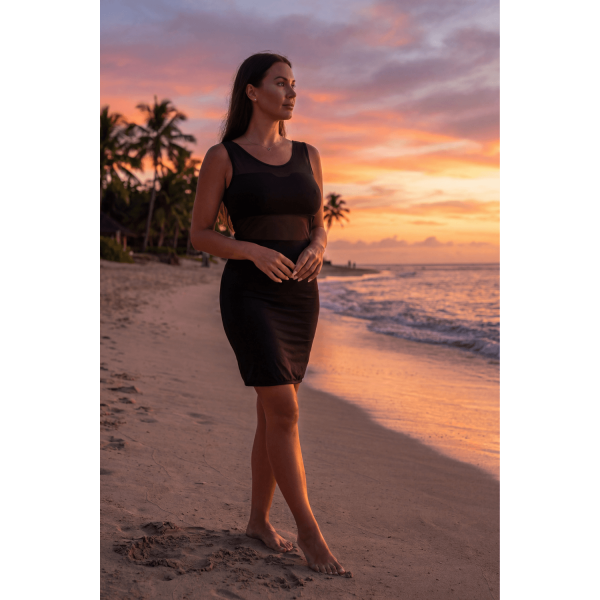 Robe Noire Transparente & Opaque – Glamour Chic