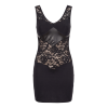 Robe cocktail noire dentelle & wetlook – Dos plongeant & laçage