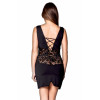 Robe cocktail noire dentelle & wetlook – Dos plongeant & laçage