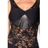 Robe cocktail noire dentelle & wetlook – Dos plongeant & laçage