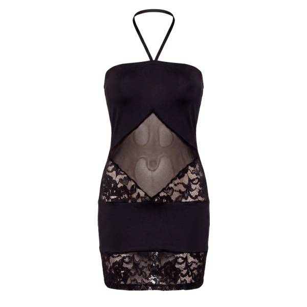 Robe Bustier en Maille & Dentelle Noire – Be Lily