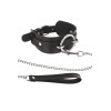 Collier fétichiste large anneau métal et laisse 
