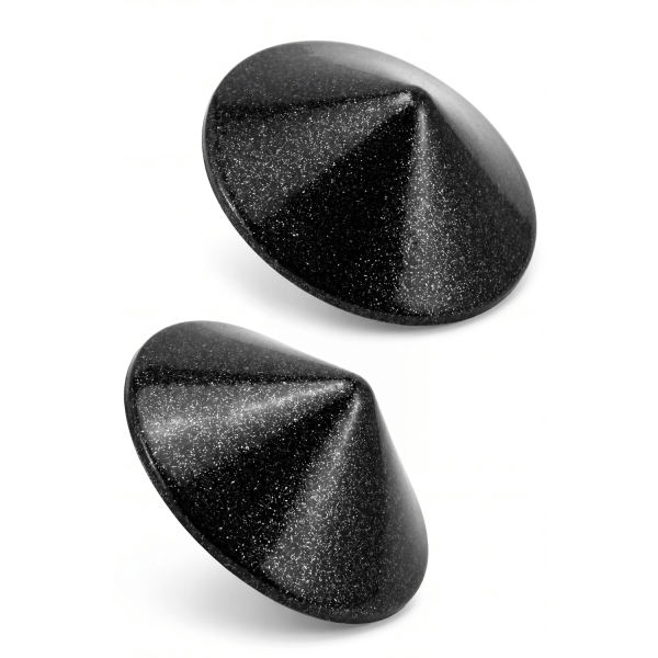 Cache-tétons en métal noir en forme conique - Accessoire glamour