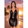 Robe Cocktail Noire Sophia en Simili Cuir et Dentelle par Be Lily Dress